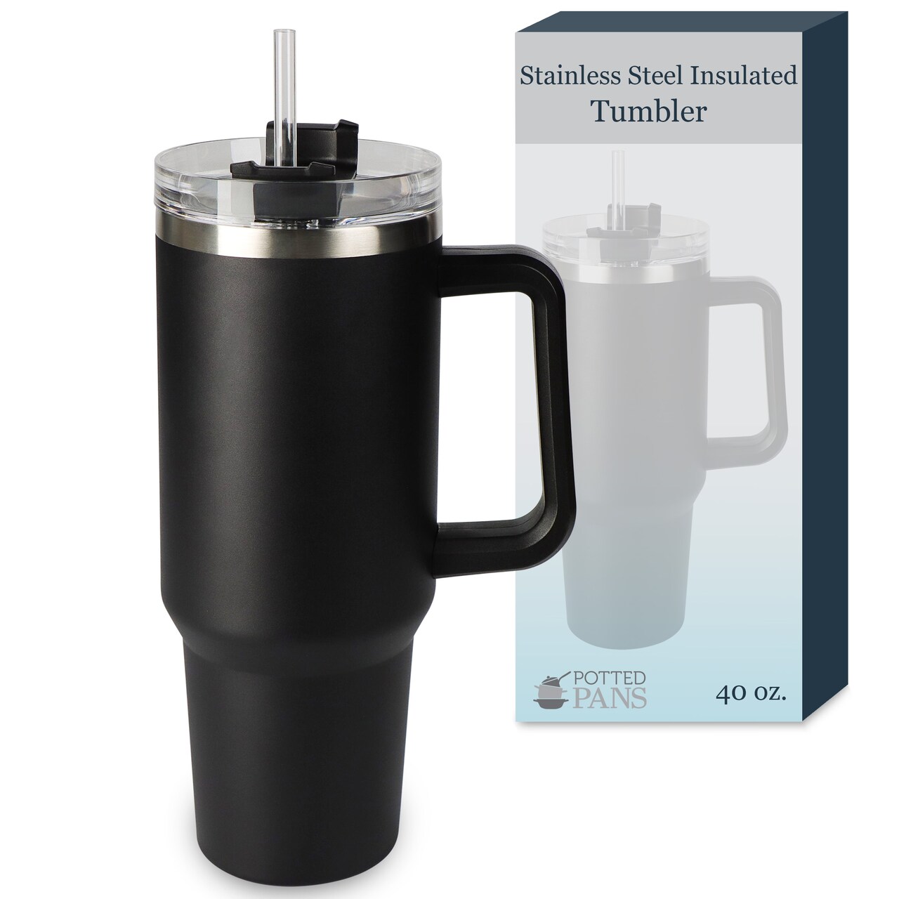Potted Pans Coffee Tumbler with Handle - 40oz Stainless Coffee Insulated Tumbler
